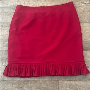 Worthington Red Skirt w/ Ruffle Hem Petite Stretch Size 10P Poly/Rayon/Spandex